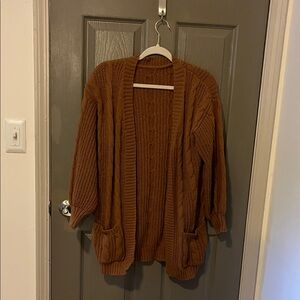 Cozy Brown Knit Cardigan Sweater